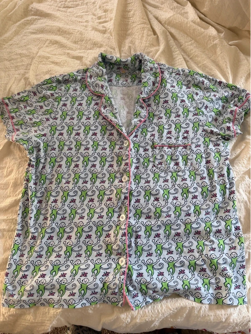 Roller Rabbit Monkey Print Pajama Top XL